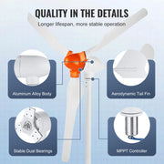 Charger l'image dans la visionneuse de galerie, Amocart 500W/800W Wind Turbine Generator 12V Wind Turbine Kit Wind Power Generator with MPPT Controller for Home Farm RVs Boats
