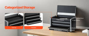 Charger l'image dans la visionneuse de galerie, Amocart 8.6in 3 Drawers Metal Tool Box Portable Tools Chest with Feet Pads &amp; Ball Bearing Powder Coated Tool Storage for Garage
