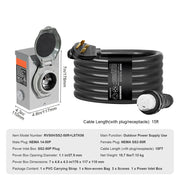 Bild in Galerie-Viewer laden, Amocart 50Amp Generator Cord &amp; Power Inlet Box Kit NEMA 14-50P/SS2-50R STW 6/3+8/1 AWG Power Cord with Lock Connector for RV
