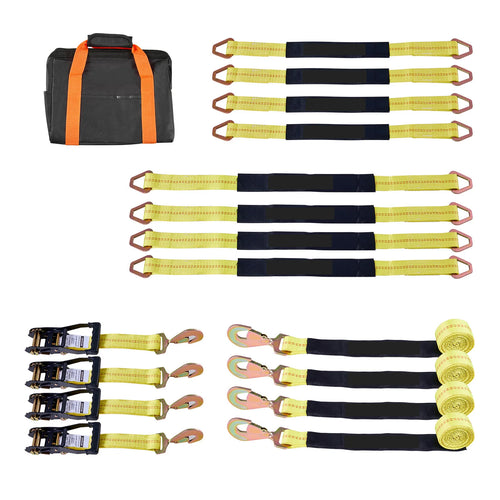 SucceBuy Wheel Chock Tie-Down Kit Car Tie Down Kit with Break Strength 10009lbs Working Load 3333lbs for ATV UTV & Pickup Trucks