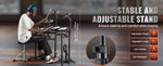 Amocart Electric Drum Set 32 Drum Kits & 480 Sounds, USB MIDI Supported 8 / 10 in Quiet Mesh+10 in Cymbals Drum Sticks Easy Use