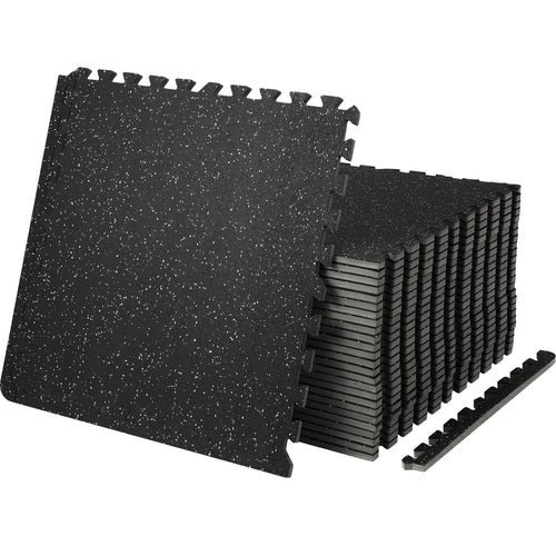 Amocart 25/12/6 PCS 1/2 in Thick Gym Floor Mats EVA Foam & Rubber Top Interlocking Workout Floor Mats Waterproof Exercise Mats