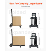 Charger l'image dans la visionneuse de galerie, Amocart 290LBS Folding Hand Truck Collapsible Luggage Cart with 4 Wheels &amp; Expandable Base Platform Dolly for Cargo Moving
