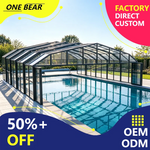 Any Size Custom Reinforced Aluminum Pool Cover Telescopic Push Pull Wind Frost Resist Villa Courtyard Outdoor Pool Protect Roof