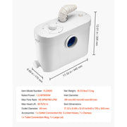 Load image into Gallery viewer, 500W/700W/900W/1200W SucceBuy Macerator Pump Waste Water Disposal Upflush Machine for Toilet, Basement, Shower, Laundry, Bathtub - AMOCART
