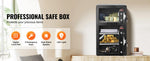 Amocart Single Door 4.0 cu.ft Safe Box w/ Key Lock Password & Fingerprint Safe Lock Box with Fireproof Bag Key Rack & LED Light