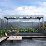 Aluminum Pergola Rainproof Electrically Adjustable Gazebo Electric Louvered Awning Outdoor Patio Sunshade