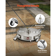 Bild in Galerie-Viewer laden, Amocart Pressure Washer Surface Cleaner PE/Stainless Steel Pressure Washer Attachments with 4 Wheels for Concrete Patio Deck
