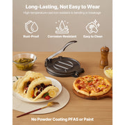 Charger l'image dans la visionneuse de galerie, Amocart 8 10 Inch Tortilla Press Cast Iron Tortilla and Roti Maker Heavy Duty Tortilladora Press Pataconera Makers w/Handle
