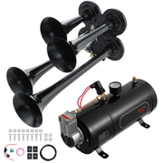 Bild in Galerie-Viewer laden, Amocart Train Horns Kit, 4 Trumpet Air Horn Kit, 150dB Train Horns for Pickup Trucks 12V 120 psi Air Compressor for Truck Train
