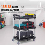 Amocart 3 Tier Folding Rolling Utility Cart Storage Shelf Movable Gap Rack Serving Cart Slide Organizer for Kitchen Bathroom