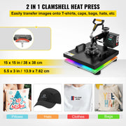 Bild in Galerie-Viewer laden, Amocart 2In1 Heat Press Machine 38*38CM Multifunctional 360° Swing-Away Digital Sublimation Printer Transfer DIY T-shirt Cap
