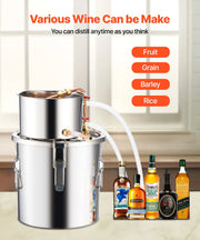 Bild in Galerie-Viewer laden, Amocart Alcohol Still 3 5 8Gal Stainless Steel Water Alcohol Distiller with Copper Coil Home Brewing Refining Fermentation Kit
