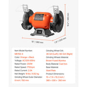 Charger l'image dans la visionneuse de galerie, Amocart Bench Grinder Single Speed Bench Grinder 1750RPM Low-Speed Table Grinders with Induction Motor Adjustable Tool Rest
