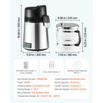 SucceBuy Water Distiller 6L 1.6 Gal Larger Pure Water Purifier Filter For Home Table Countertop Glass Pot Distilled Maker Sliver