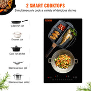 Charger l'image dans la visionneuse de galerie, Amocart 2 Burners Electric Induction Cooktop Stove Hob Built-in Burner Cooker Sensor Touch Control Magnetic Cooker Hot Plate
