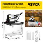 SucceBuy Electric Snow Cone Machine Ice Shaver Crusher Granizing Glass Blender Mixer Chopper Stainless Steel Colder Commercial
