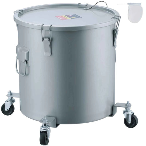 Amocart 8/10/16 Gallon Fryer Grease Bucket Oil Disposal Caddy with Caster Base Rust-Proof Coating Oil Transport Container w/Lid