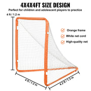 Charger l'image dans la visionneuse de galerie, Amocart 4/6FT Lacrosse Goal Small Kids Folding Portable Iron Frame Backyard Training Equipment For Youth Training Orange
