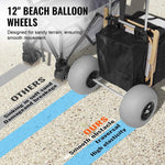 Amocart Beach Dolly with Big Wheels for Sand 165LBS Loading Capacity Folding Sand Cart with Cargo Deck Balloon Wheels for Beach