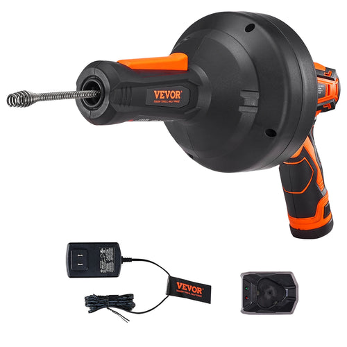 SucceBuy 12V Electric Drain Auger 25FT Cordless Plumbing Snake Auto Feed Pipeline Drain Clog Remover with Power Drill Homeuse