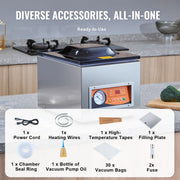 Charger l'image dans la visionneuse de galerie, Amocart DZ-260S Chamber Vacuum Sealer 260W Vacuum Packing Machine with 10.2" Sealing Length for Wet Foods Meats Home Kitchen
