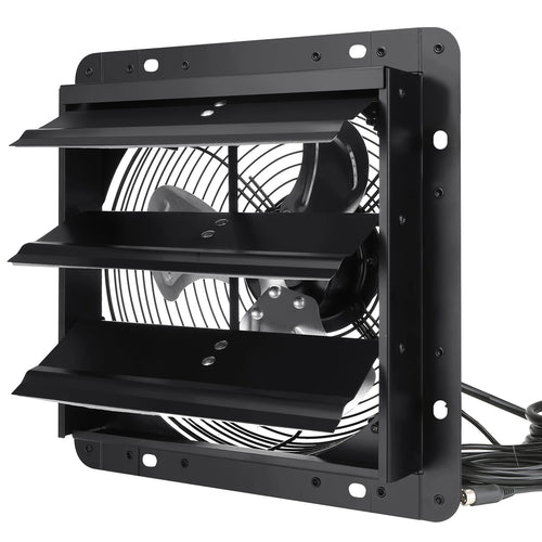 SucceBuy Shutter Exhaust Fan 12'' with Temperature Humidity Controller EC/AC-motor 940 CFM 10-Speed Adjustable Wall Mount Attic