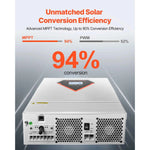Amocart Hybrid Solar Inverter 3500W/6000W 24V DC to Single-Phase 220/230V AC, Built-in 100A MPPT Solar Controller for Off-Grid