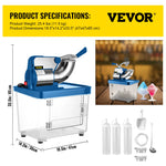 SucceBuy Electric Snow Cone Machine Ice Shaver Crusher Granizing Glass Blender Mixer Chopper Stainless Steel Colder Commercial