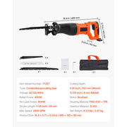 Bild in Galerie-Viewer laden, Amocart Corded Reciprocating Saw 120 Volt 7.5 Amp 2800 SPM Variable Speed, 1-1/8 inch Stroke Length Electric Reciprocating Saw
