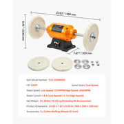 Load image into Gallery viewer, Amocart 1/2HP Bench Buffer Polisher 8inch 1725RPM/3450RPM Dual Speed with 2PCS Cotton Wheels Cast Iron Base for Metal Jewelry
