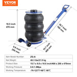 SucceBuy Pneumatic Jack 3 Ton/5 Ton Triple Bag Air Jack Quick Lift Heavy Duty Car Repair Jacks Folding Rod Jacks with Two Wheels
