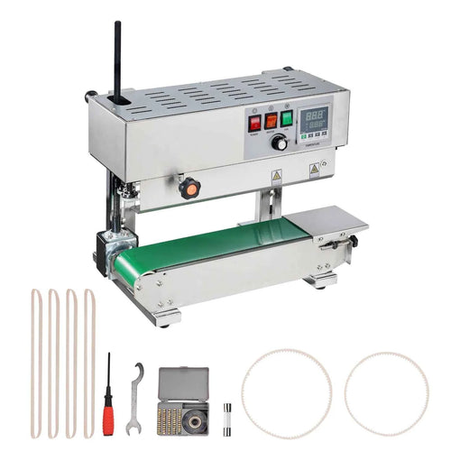 Amocart Continuous Bag Band Sealing Machine Vertical Sealer with Digital Temperature Control for 0.02-0.8 mm Plastic Bags Films