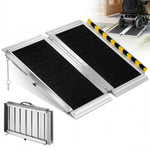 SucceBuy 12/24/36/48/60/72/84/96/120in Portable Door Threshold Ramp 800LBS Aluminum Folding Handicap Curbs Ramp for Wheelchair