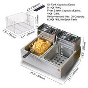 Charger l'image dans la visionneuse de galerie, Amocart  12L Electric Deep Fryer w/Dual Removable Tanks Commercial Countertop  Fryer for Chicken French Fries Frying Chips

