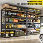 Garage Storage Shelves Organizer, Five Tier Adjustable Utility Rack Shelf, Sturdy Steel Industrial Tool Shelving Unit For Warehouse Pantry Closet Kitchen, Three Thousand Eighty Pound Capacity, Seventy Two By Forty Eight By Tw