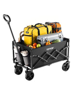 SucceBuy Collapsible Wagon Cart 225LBS Folding Wagon with All-Terrain Wheels with Adjustable Handle for Beach Grocery Garden