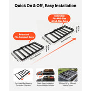 Charger l'image dans la visionneuse de galerie, Amocart 64 x 39 x 4.53 in Roof Rack Cargo Basket with Extension 200 lbs Capacity Universal Fit for SUVs Trucks Vehicles Pickups
