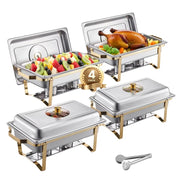 Charger l'image dans la visionneuse de galerie, 【Premium】SucceBuy 2/4 Pack Chafing Dish Buffet Set Stainless Steel Chafer with Half Size Pans Rectangle Catering Warmer for Part

