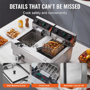 Charger l'image dans la visionneuse de galerie, Amocart  12L Electric Deep Fryer w/Dual Removable Tanks Commercial Countertop  Fryer for Chicken French Fries Frying Chips
