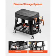Bild in Galerie-Viewer laden, Amocart Mechanic Stool 300lbs Garage Seat with Wheels 360° Swivel Rolling Workshop Stool with Tool Tray for Garage, Shop Repair
