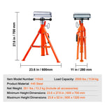 SucceBuy Roller Stand Heavy Duty 2500 LBS Load Capacity 27.6"-52" Adjustable Folding Roller Support Stand for Pipe Wooden Boards