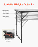 SucceBuy Camping Kitchen Table Outdoor Cooking Table Aluminum Lightweight Portable Cook Station for BBQ Party Picnic RV Travel