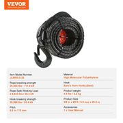 Bild in Galerie-Viewer laden, Amocart 26500/32000Lbs Synthetic Winch Rope Truck Boat Replacement Line Cable Rope with Forged Hook ATV Car Outdoor Accessories
