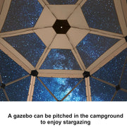 Load image into Gallery viewer, 12x12 FT Screened Gazebo, Pop Up Stargazing Canopy Tent, Khaki | Gazebos On Clearance with Removable Roof,Instant, Customized
