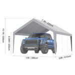Amocart Carport Replacement Canopy Cover Garage Top Tent Shelter Tarp Heavy-Duty Waterproof & UV Protected with Ball Bungees