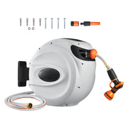 Charger l'image dans la visionneuse de galerie, Amocart Retractable Hose Reel 180° Swivel Bracket Wall-Mounted Garden Water Hose Reel with 9-Pattern Nozzle Automatic Rewind
