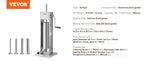 SucceBuy Manual Sausage Stuffer 5LBS/3L Capacity Two Speed 304 Stainless Steel Vertical Sausage Stuffer Sausage Filling Machine
