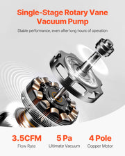 Load image into Gallery viewer, Amocart 3.5 CFM 4.5 CFM Vacuum Pump &amp; Gauge Set, Single Stage Rotary Vane HVAC &amp; Hoses for R134a R12 R22 R502a R410A R404 R407C
