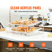 Charger l'image dans la visionneuse de galerie, Amocart 2 Tray Clear Pastry Display Case Acrylic Commercial Countertop Bakery Display Case with Front and Rear Door for Bread
